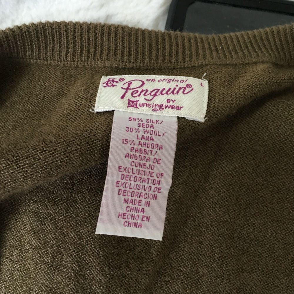 Vintage Y2K Original Penguin By Unsingwesr Knit Grangma Sweater Vest Brown L - Picture 7 of 8
